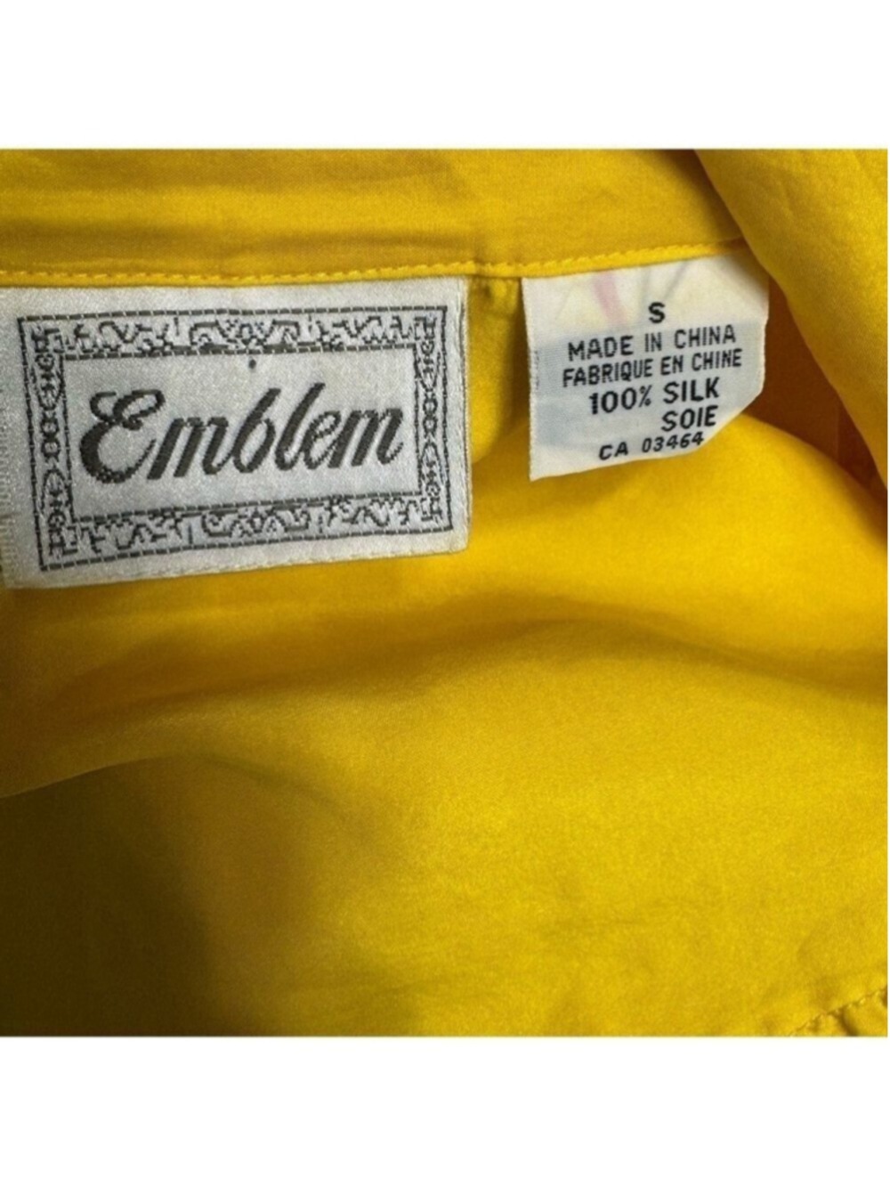 Vintage Yellow Silk Button Up Shirt Oversized Small - Picture 8 of 13